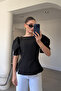 Balloon Sleeve Pearl Detailed Design Blouse - Black - 6