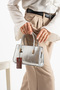 Jesse Vertical Form Silver Hand and Shoulder Bag with Silver Buckle Detail - 2