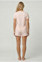 Salmon Cherry Heart Patterned Cotton Knitted Shorts Pajama Set 8026 - 3