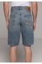 Loose Straight Fit Mid Waist Straight Men's Mid Indigo Denim Jean Shorts - 2