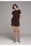 Regular Fit Mid Waist Straight Women's Brown Shorts - 3