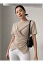 Women's Double-Breasted Detailed Draped Short Sleeve Blouse 0083 - 2