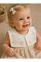 100% Cotton Self-Embellished Patterned-Embroidered Collar-Skirt Lace Detailed Elegant Holiday Dress for Baby Girls - 3