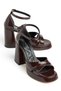 Beijing Brown Patent Leather Platform Open-Toe Thick Heeled Shoes - 2