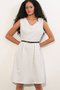 Women's Short V-Neck Polka Dot Dress 2606 - White - 3