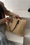 Women's woven bag beige woven - 2