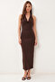 Degaje Yaka Summer Polyamide Dress Lub0340 Brown