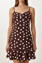 Polka Dot Strappy Mini Woven Dress Lzv0079 Brown - 4