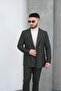 Slim Fit Men's Pointed Collar Striped Double Breasted Suit - 2