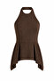 Halter Neck Striped Brown Blouse