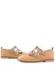 Rakerplus 100% Leather Tan Buckle Girls' T-Bar Ballerina Shoes - 4