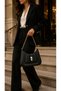 Black Leather Look Gold Color Chain Strap Women's Shoulder Bag with Snake Figure Detail - 4