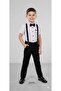 Boy's Shirt and Pants Set with Bow Tie and Straps, Stylish Combination (1 Size, Please Choose Larger Size) Ages 4-5-6-7 - 4