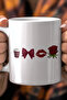 Romantic Coffee Bowknot Lip Rose Pattern 330ml Printed White Ceramic Mug Cup - 4