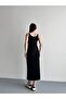 Lcs Modal Fabric Black Dress with Striped Sides and Slits - 3