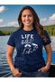 Life Is Better at the Lake Printed 100% Cotton Navy Blue Outdoor T-Shirt - 4