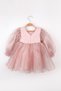 Powder Long Sleeve Organza Baby Girl Party Dress - Sage - 3