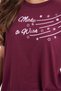 Women's regular fit classic cut 100% cotton ruffle detailed short sleeve printed plum pajama set - 4