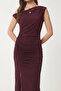 Drawstring Summer Sandy Knitted Dress Lfw0021 Mürdüm - 5