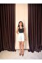 Women's Double Pleated High Waist Fabric Shorts - 2
