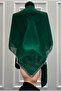 Square Emerald Green Chiffon Groom Shoulder Cover, Silver Glitter Edge, Groomsmen Bridesmaid Henna Solider Shawl Veil