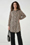 Women's Leopard Patterned Viscose Beige Shirt Tunic