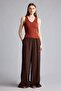 Wide Leg High Waist Linen Blend Trousers E0127Ax26Sm - 2