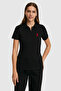 Women's Black Polo Collar Basic T-Shirt 50321798-Vr046 - 3