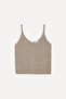 Women's Beige V-Neck Sleeveless Sweater