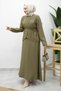 Sewn Detailed Buttoned Skirt Suit Tsd260201 Khaki - 6