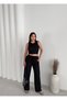 Crop Trousers Double Set with Wide Leg Detail and Halter Neckline - 2