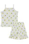 Lemon Patterned Shorts Pajama Set for 6-9 Years Old - Off-White - 4