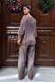 Women's Comfortable Fit V-Neck Shirt Pants Modal Woven Bottom Top Set - 4