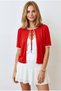 Women's Red Lace Ribbon Detailed Viscose Knitwear Cardigan Hrk-19000497 - 5