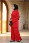 Women's Waist Gathered Stone Buttoned Hijab Double Set - 4