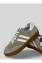 Kelva Women's Soft Leather Double Striped Lace-Up Round Toe Rubber Sole White Tongue Detailed Sneaker Sports Shoes 1 cm - 3