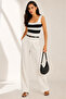 Black and White Striped Thick Strap Square Neck Summer Knitwear Athlete Blouse - 5