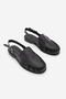 Women's Genuine Leather Closed Front, Crossed Back, Drawstring Loafer Casual Sandals Barseli Black - 5
