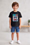 Boy's Black Game Printed T-Shirt - Level up Themed T-Shirt