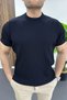 Men's Crew Neck Lycra T-Shirt Navy Blue Edw484