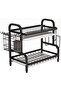 2-Tier Compact Rust-Proof Kitchen Dish Drying Rack with Drainboard Set