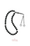 Certified 8 mm Lava Stone Lotus Flower Steel Tassel Natural Stone Prayer Beads