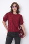 Women's Crew Neck Tulle Detailed Short Sleeve Knitwear Blouse