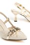 Lucy Women's Gold Embroidered Gold Accessory Heeled Shoes - 3