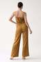 Camel Satin Comfortable Cut Trousers with Pocket and Leg Details - 4