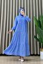 Aura Dress Modal Fabric Women's Blue Openable Buttoned Polka Dot Dress