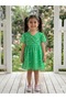 Green Floral Cotton Woven Girls' Dress