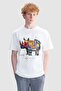 Kenneth Loose Fit Crew Neck Printed Embroidered 100% Cotton Men's White T-Shirt