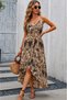 Women's V-Neck Asymmetrical Cut Detailed Strappy Midi Length Single Jersey Dress - 2