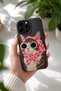 iPhone 15 Pro Max Compatible Launch Silicone Shock-Absorbing Case with Cat Auntie Figure Black